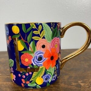Anthropologie x Rifle Paper Company Monogrammed “L” floral mug